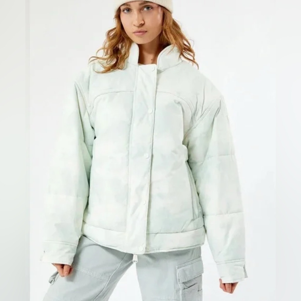 Free People Movement Ladies L Bunny Slope Mint Green Print Ski Puffer Jacket